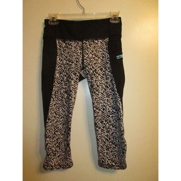 Lululemon Athletica 4 Workout Stretch Yoga Pants Leggings Cropped Graphic White - Picture 3 of 4